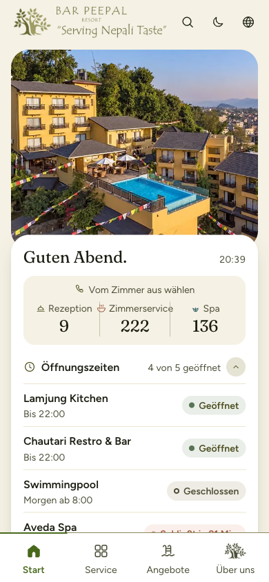 Home screen in German